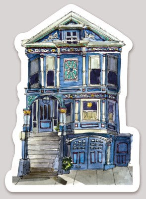 Blue Winter Waller House Sticker