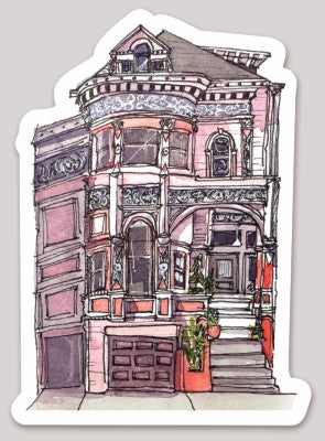 Alamo Square Pink House Sticker