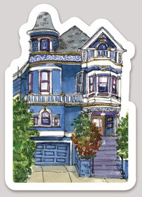 Alamo Square Blue House Sticker