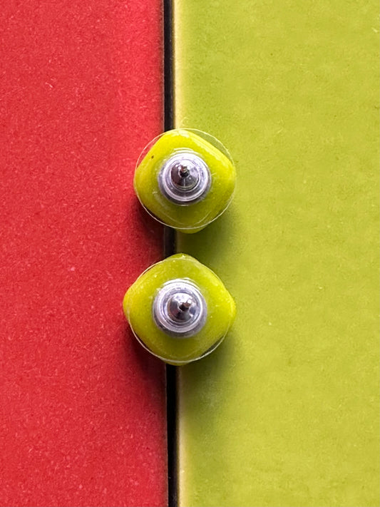 Millefiori Martini Olive Fused Glass Studs