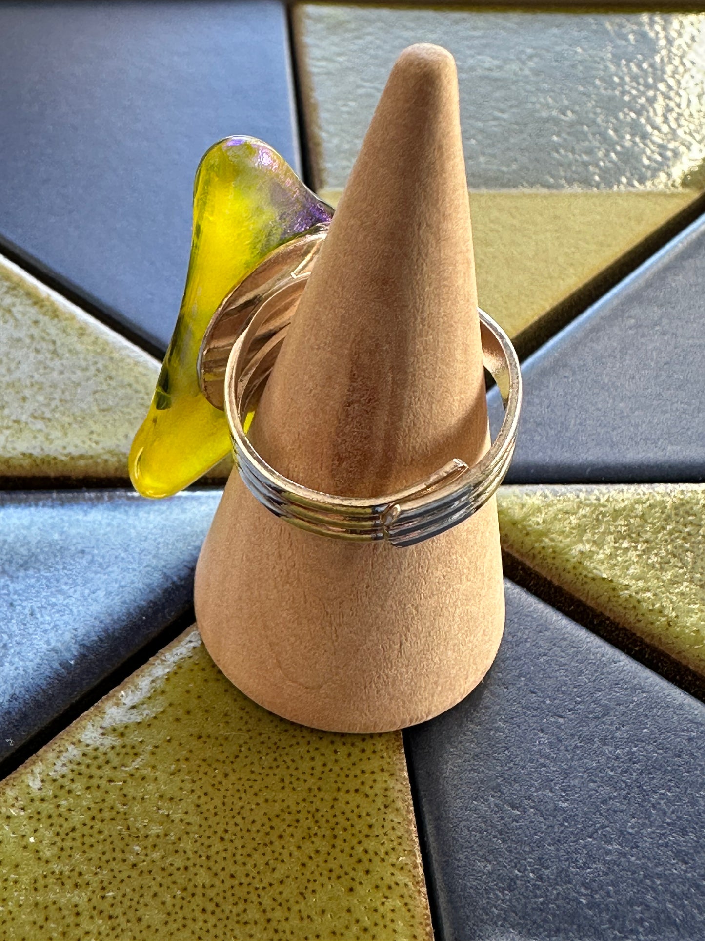 Funky Purple Dragonfly Fused Glass Ring