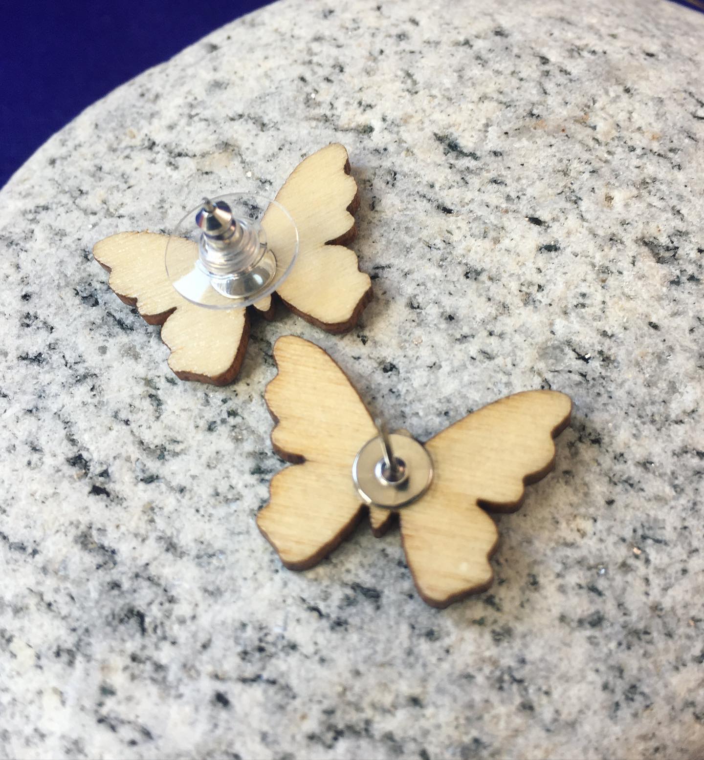 Golden Butterfly Wood & Glass Studs