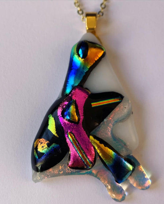 Abstract Rainbow Dragonfly Necklace