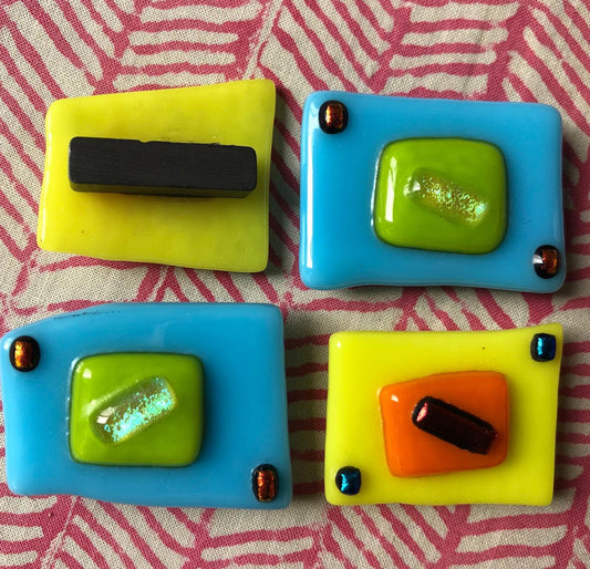 Retro Fused Glass Magnet Set