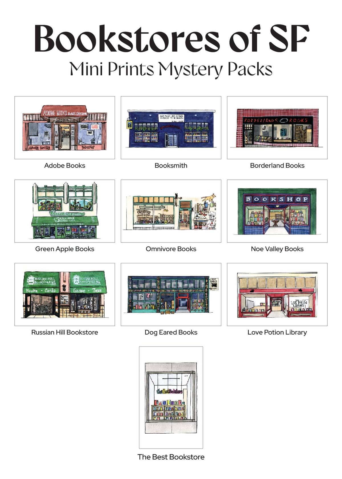 Bookstores of SF - Mini Print Mystery Pack