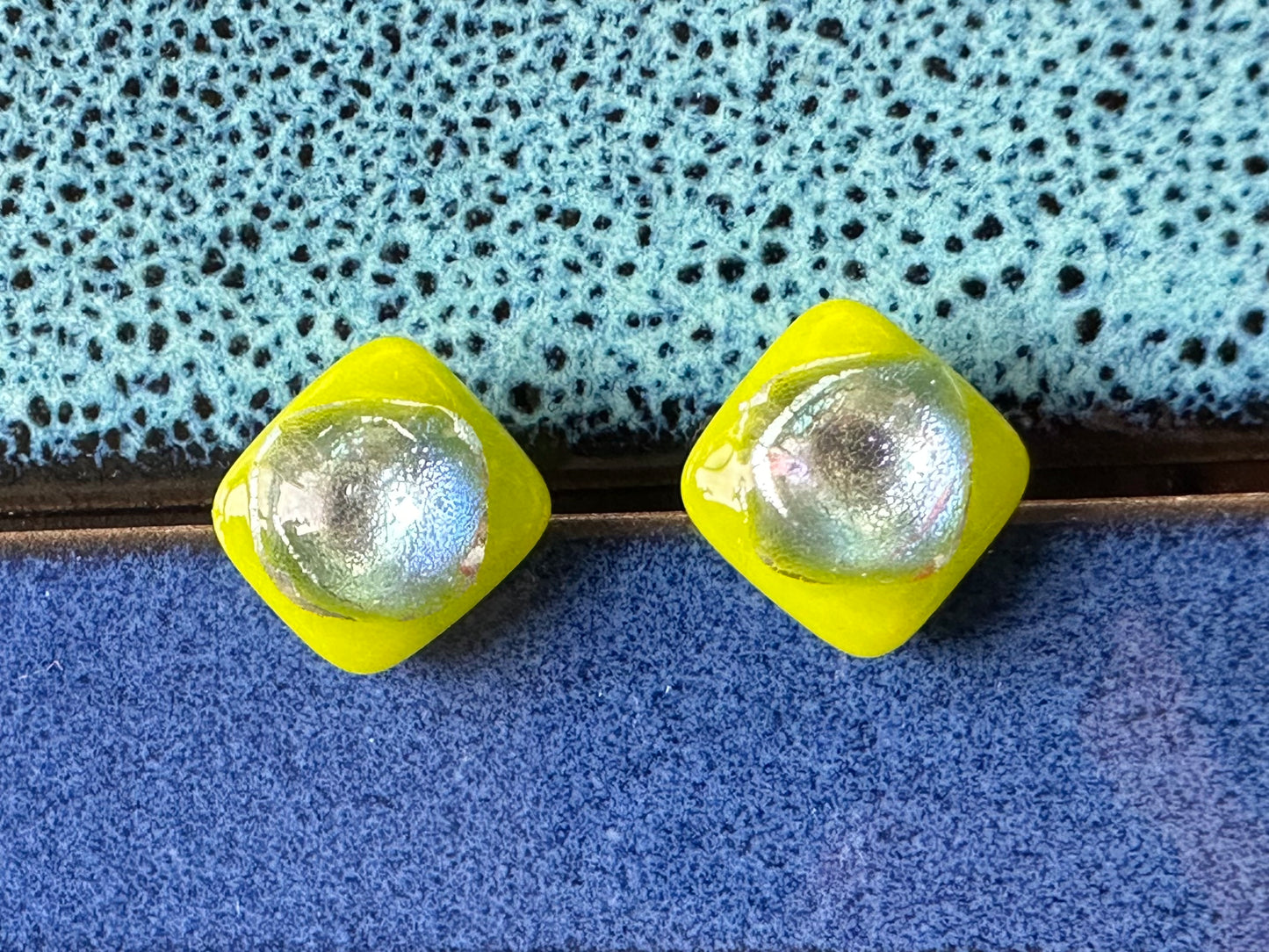 Silver Raindrop Fused Glass Studs
