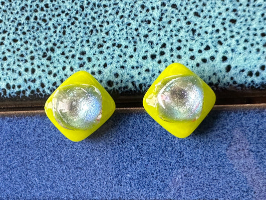 Silver Raindrop Fused Glass Studs