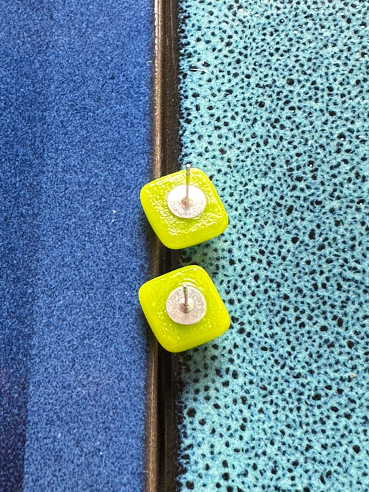 Silver Raindrop Fused Glass Studs