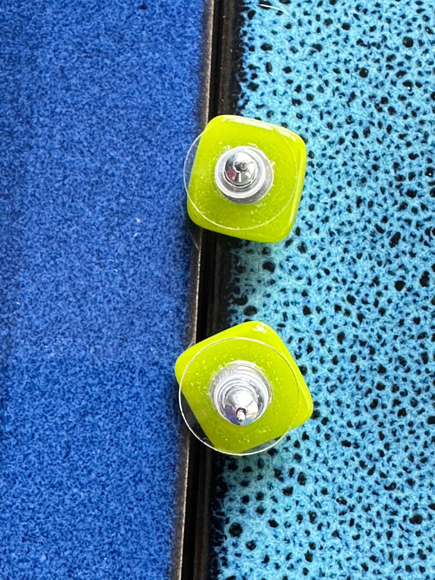 Silver Raindrop Fused Glass Studs