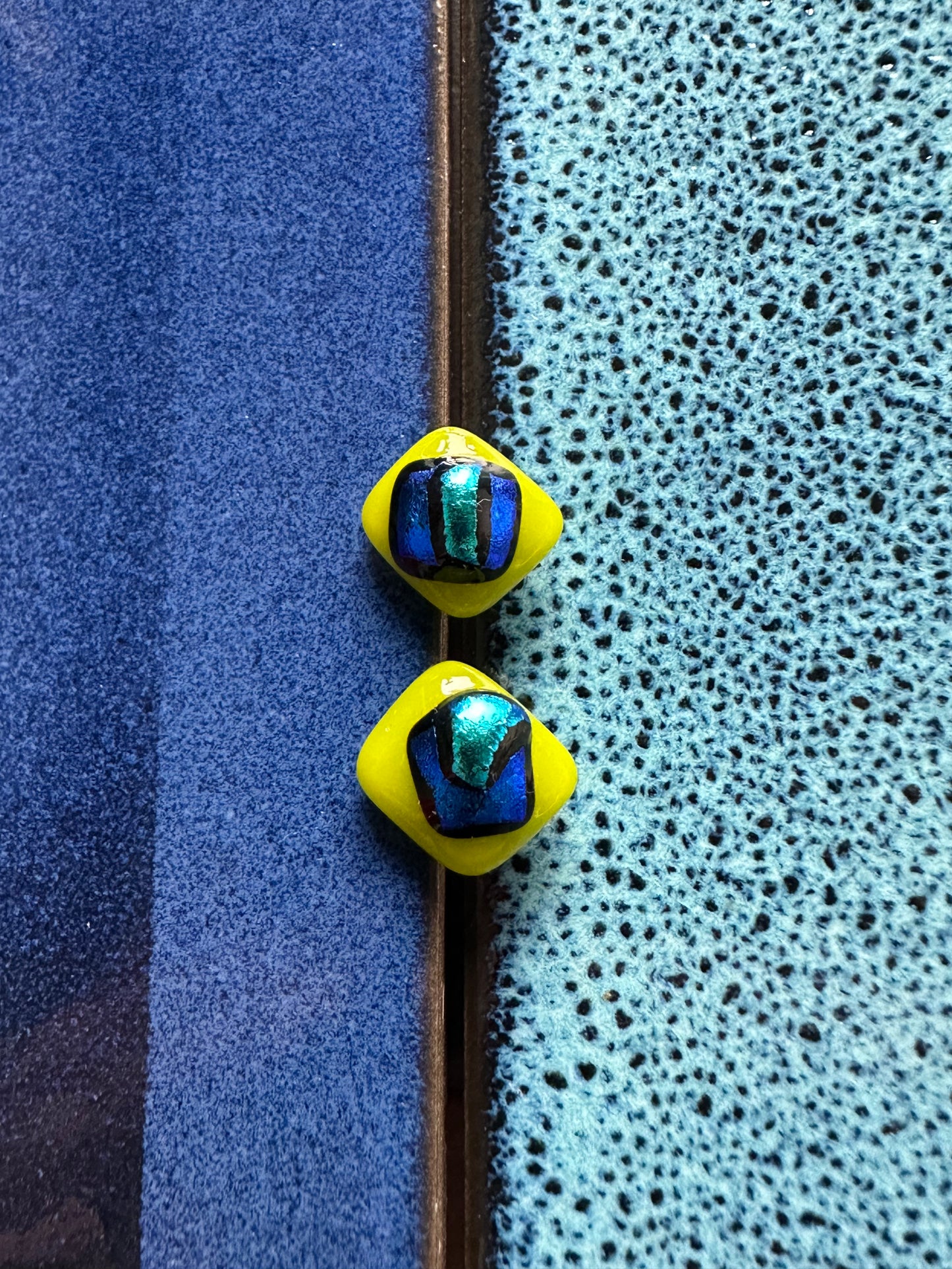 Blue Monday Fused Glass Studs