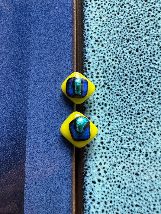 Blue Monday Fused Glass Studs