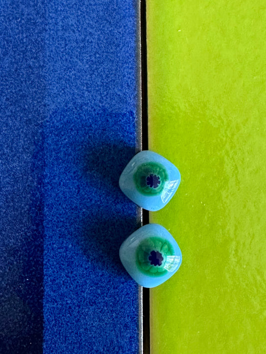 Evil Eye Millefiori Fused Glass Studs