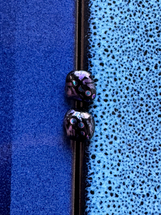 Purple Beetles Fused Glass Studs