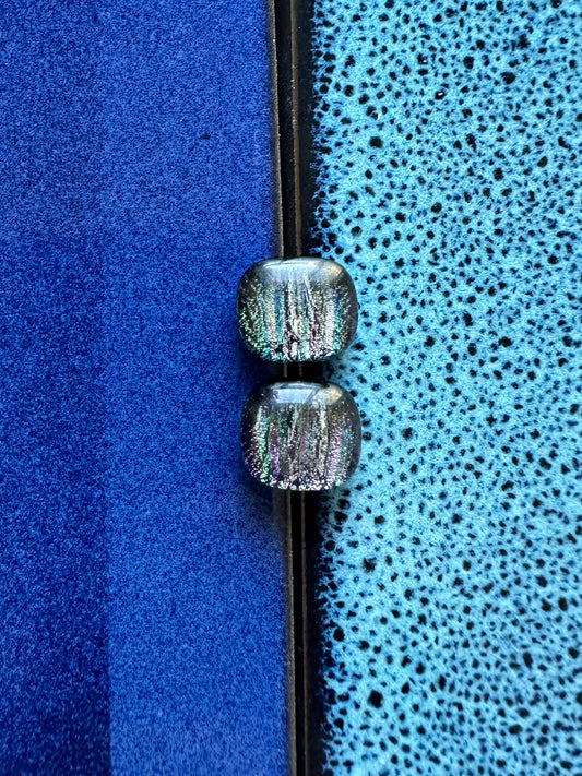 Aurora Borealis Fused Glass Studs