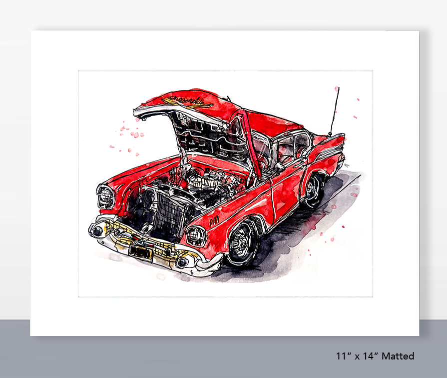 Red Chevy Bel Air Print