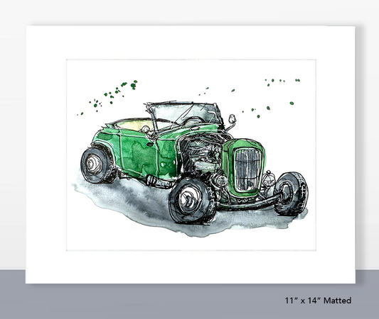 Green Ford Roadster Hotrod Print