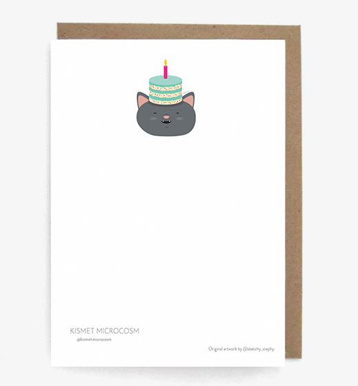 Happy Birthday Cat (Grey)