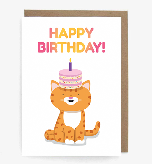 Happy Birthday Cat (Orange)