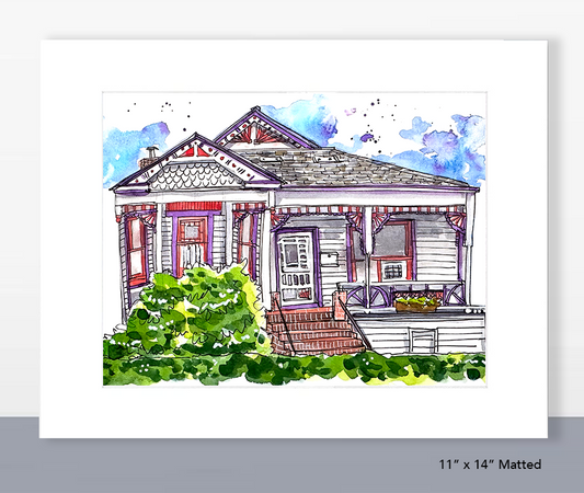 Los Gatos Pink House Print