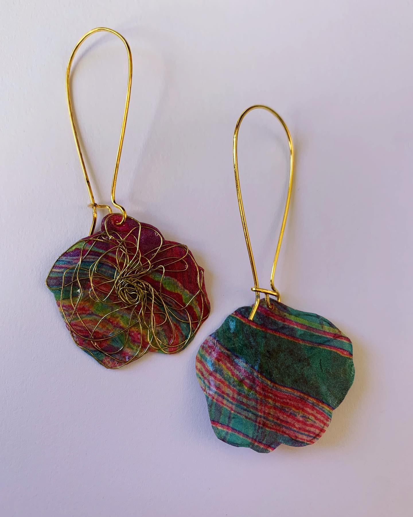 Wire & Paper Flower Earrings