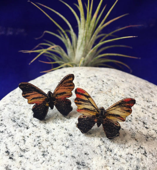 Sunset Wooden Butterfly Earrings