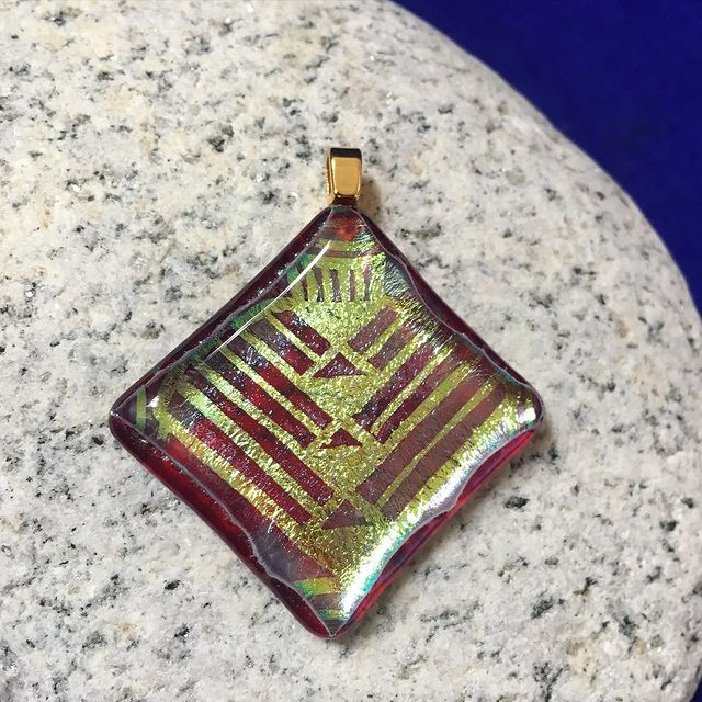 Red & Gold Geometric Pendant