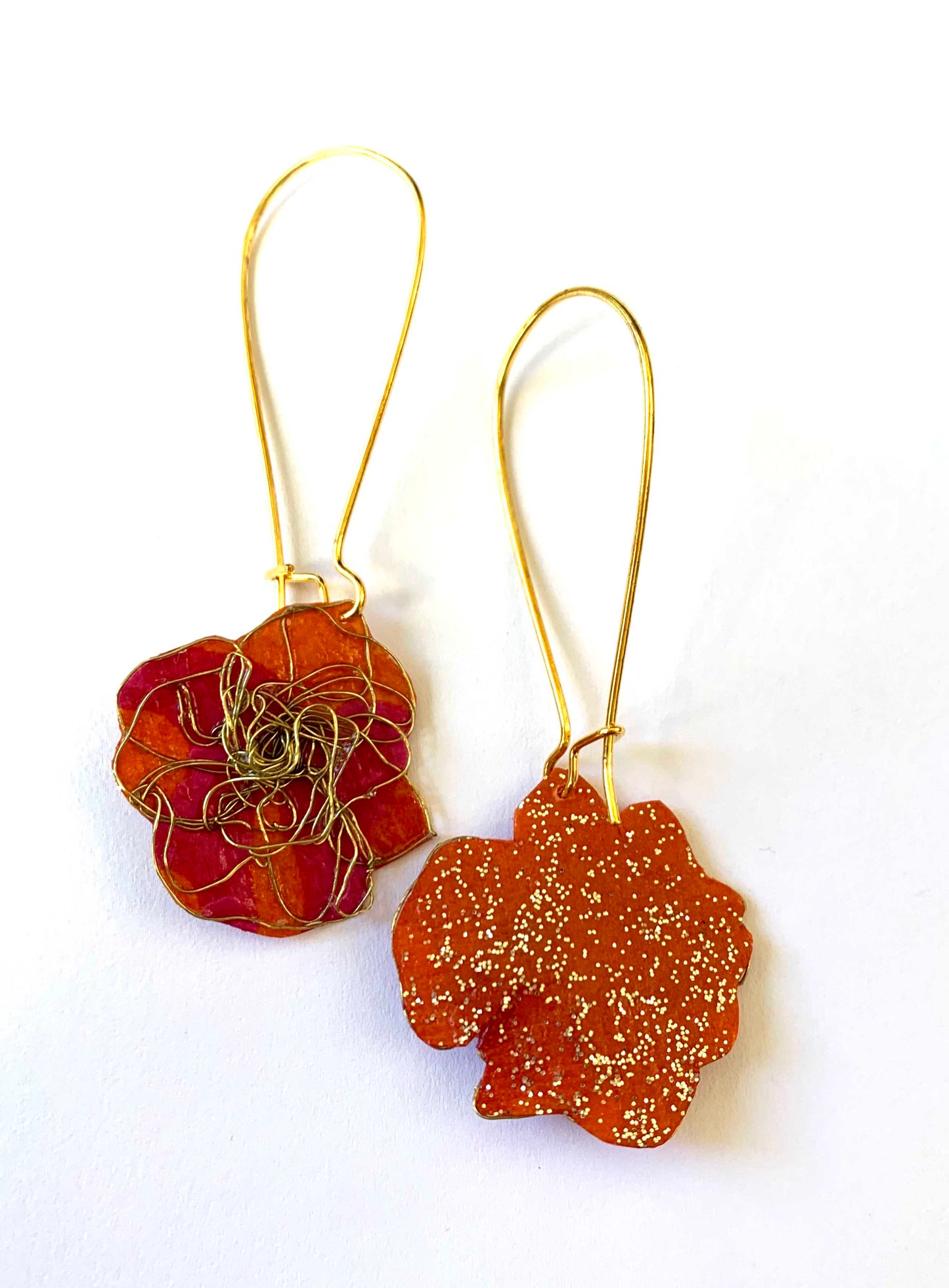 Wire & Paper Flower Earrings