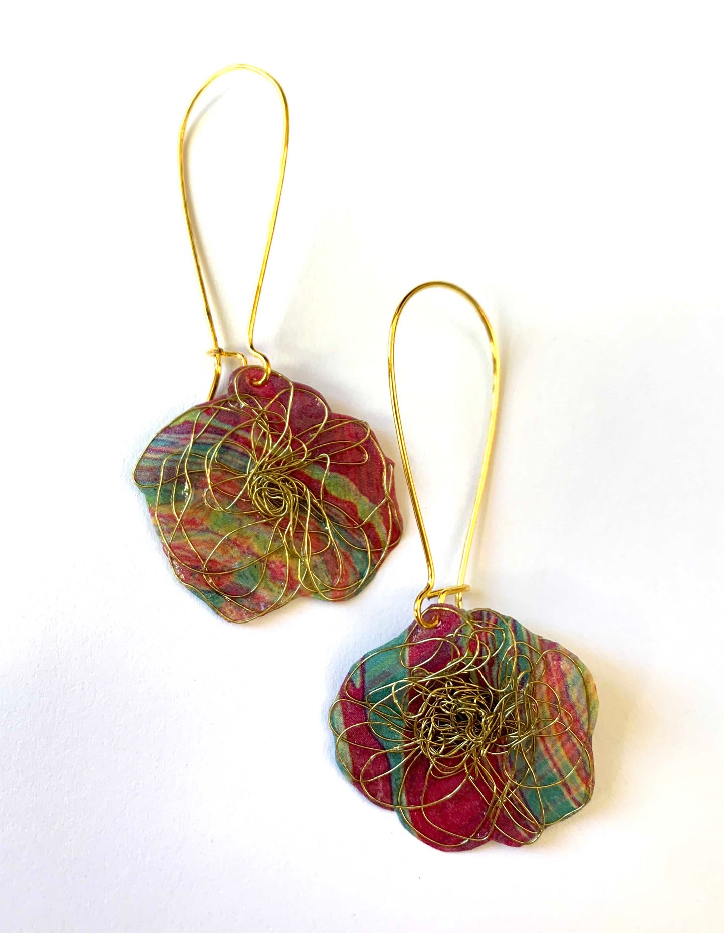 Wire & Paper Flower Earrings