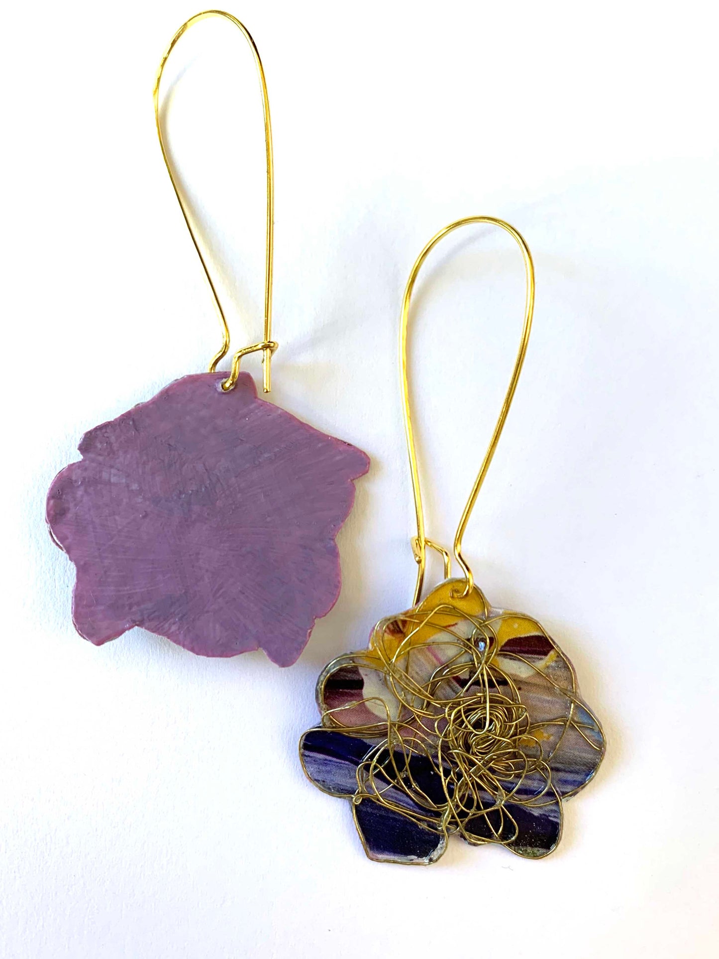 Wire & Paper Flower Earrings