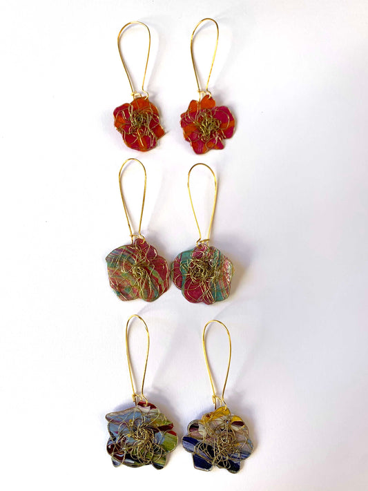 Wire & Paper Flower Earrings