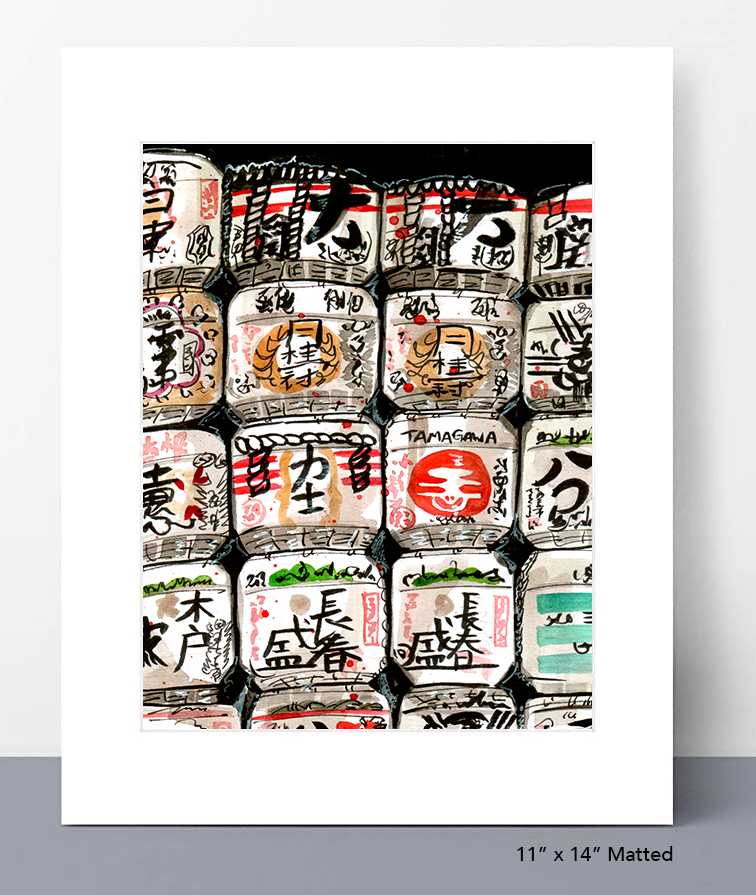 Meiji Jingu Shrine (Sake Barrels) Print