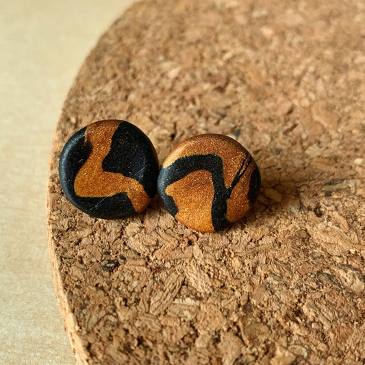 Black & Gold Marbled Studs