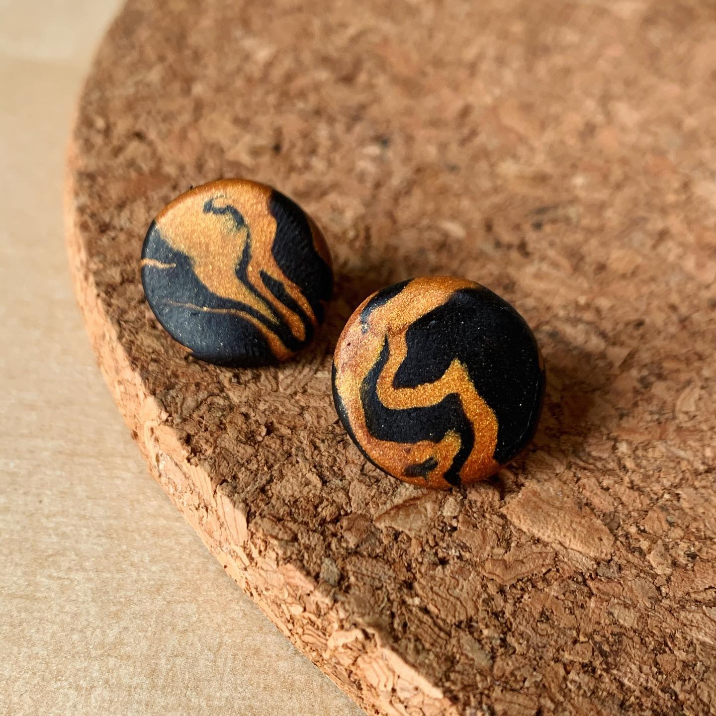 Black & Gold Marbled Studs