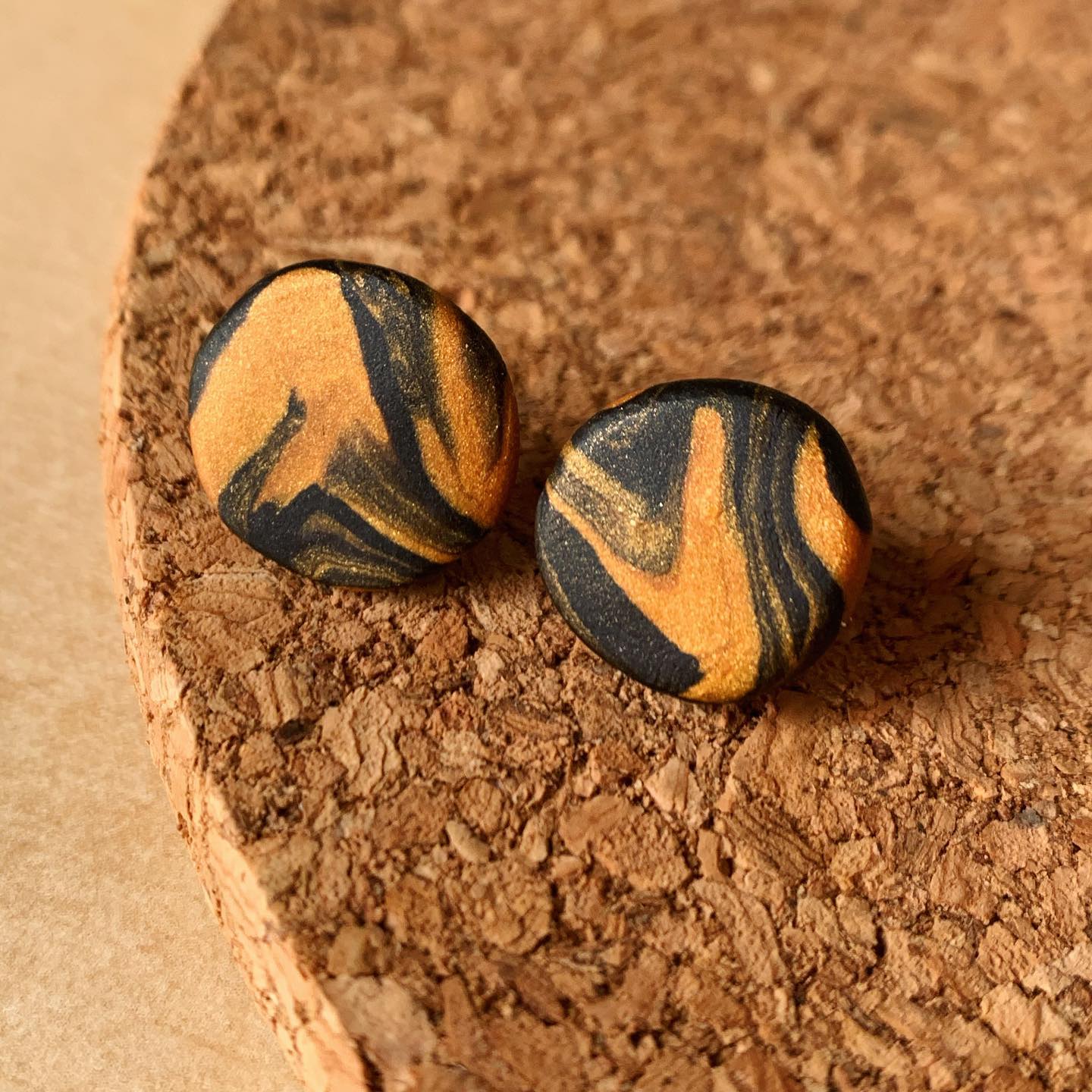 Black & Gold Marbled Studs