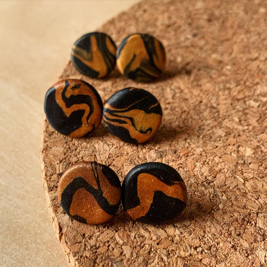 Black & Gold Marbled Studs