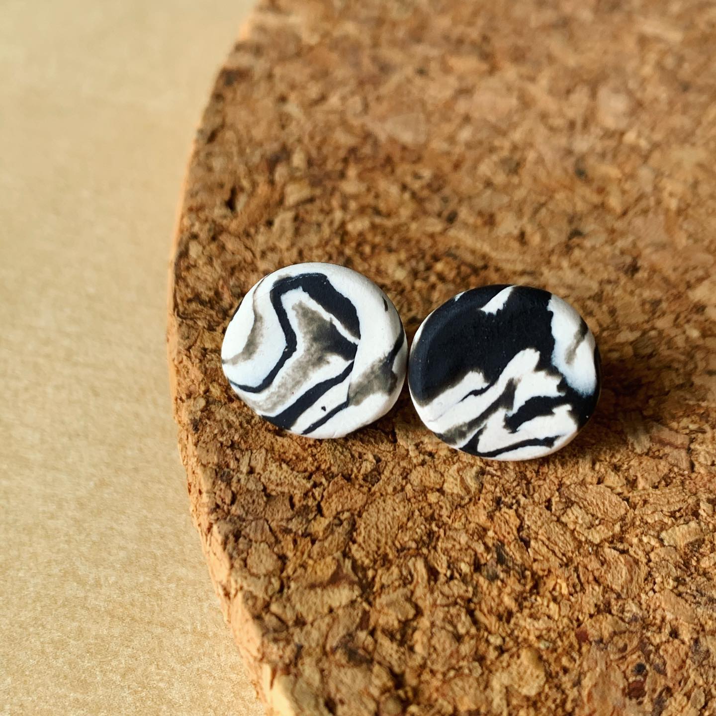 Zebra Marble Studs
