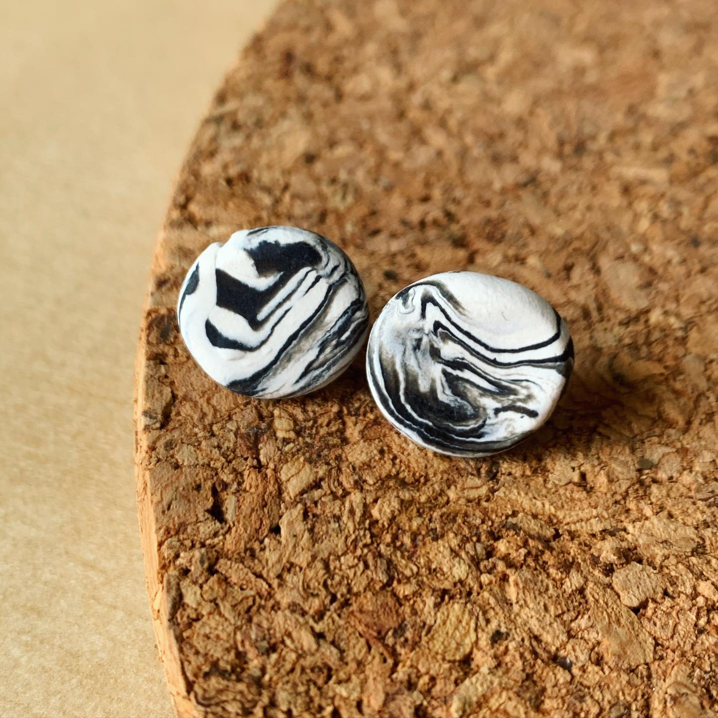 Zebra Marble Studs