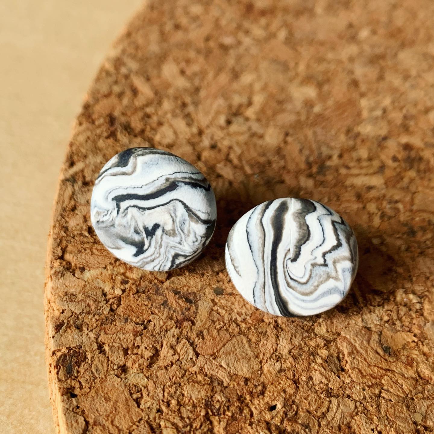 Zebra Marble Studs