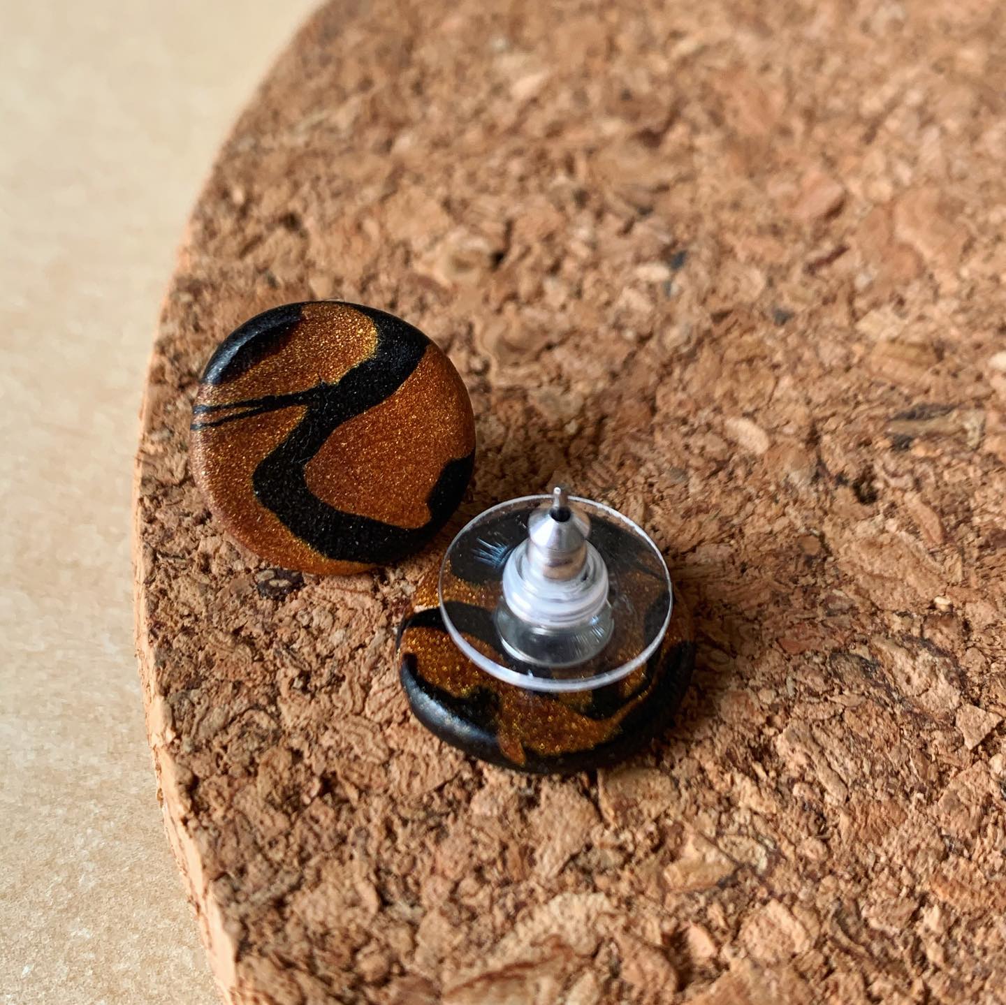 Black & Gold Marbled Studs