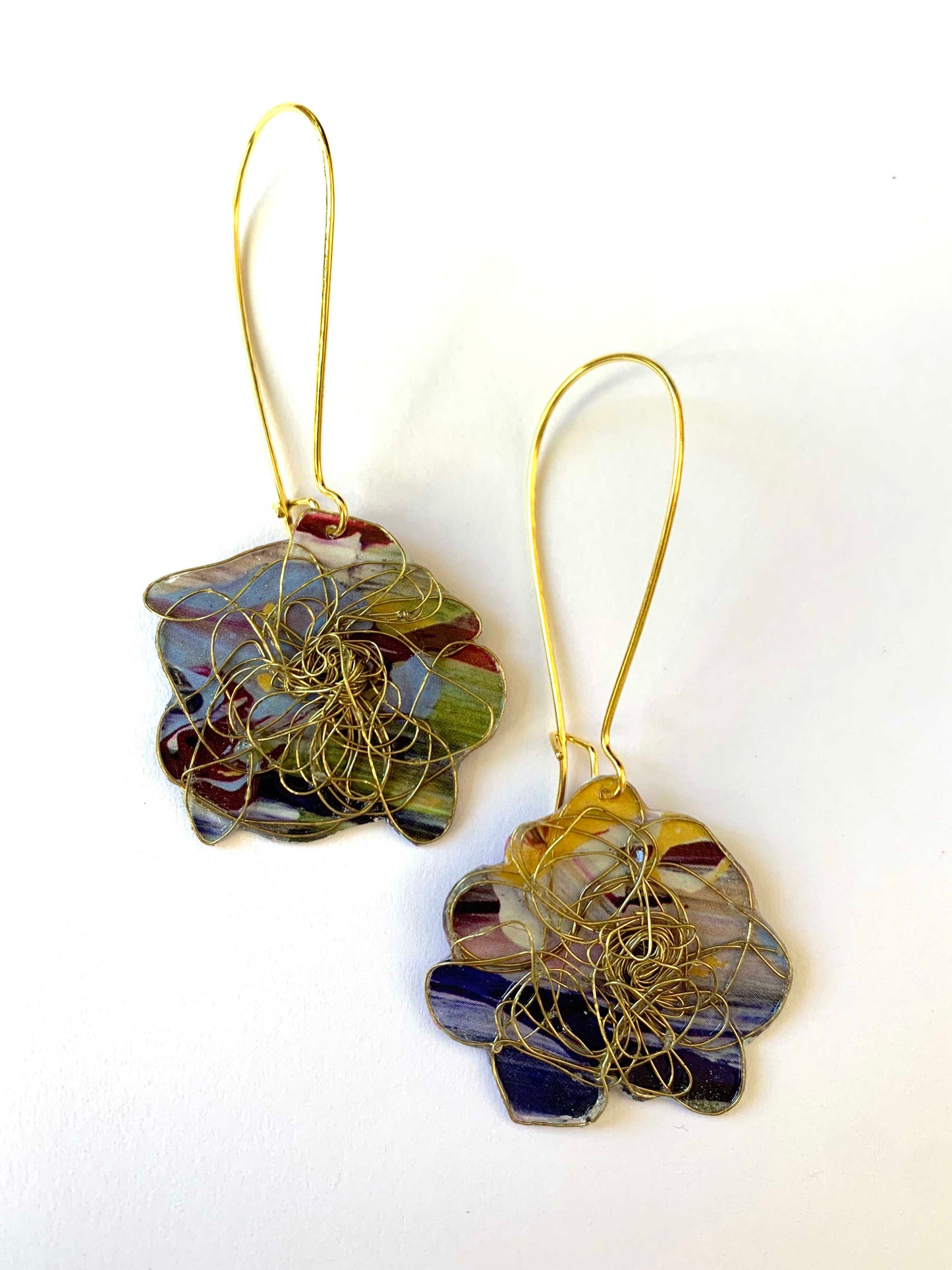 Wire & Paper Flower Earrings