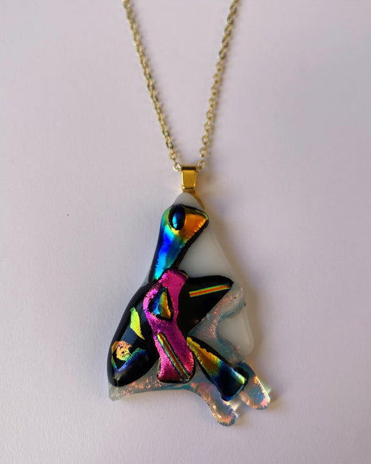 Abstract Rainbow Dragonfly Necklace