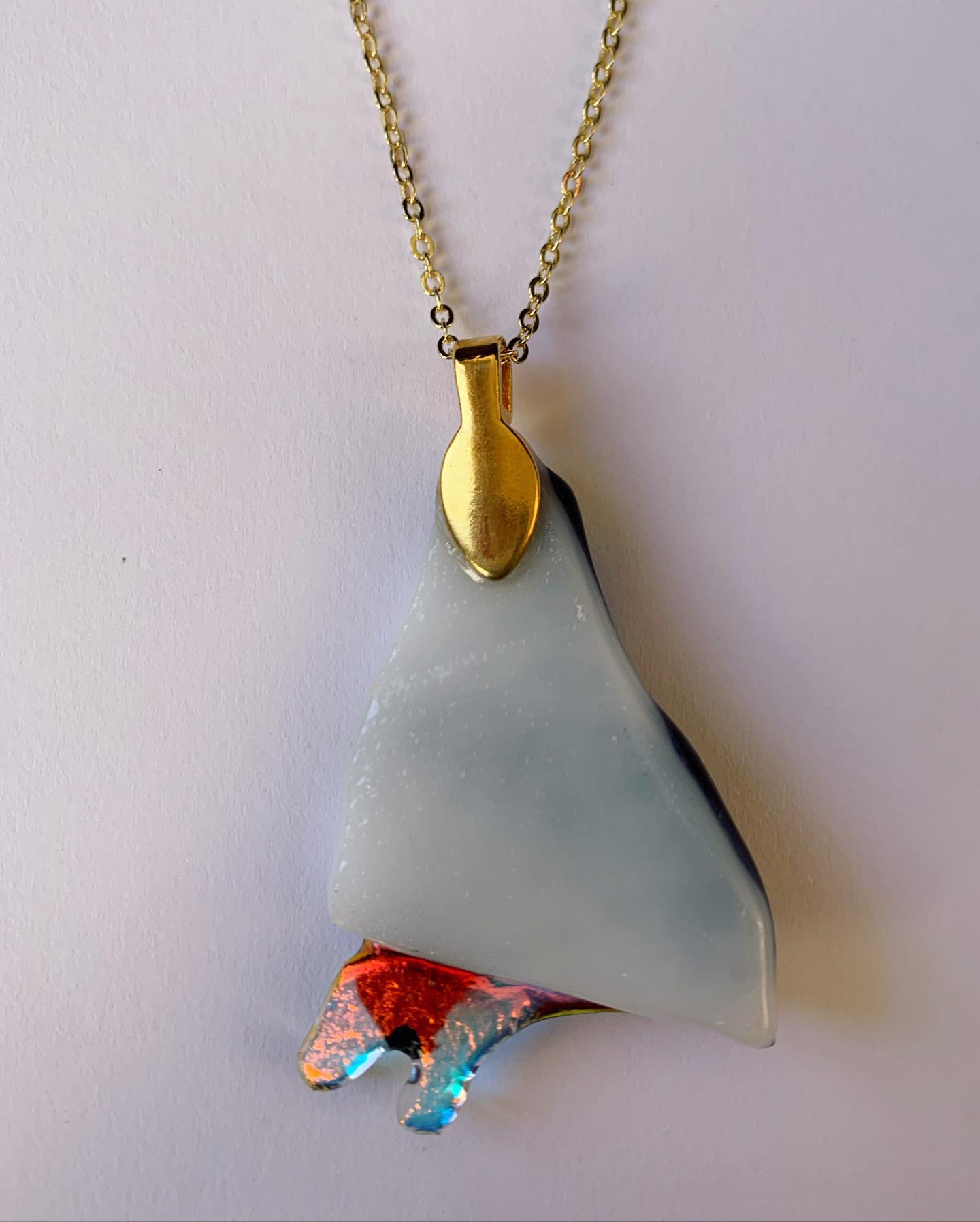 Abstract Rainbow Dragonfly Necklace