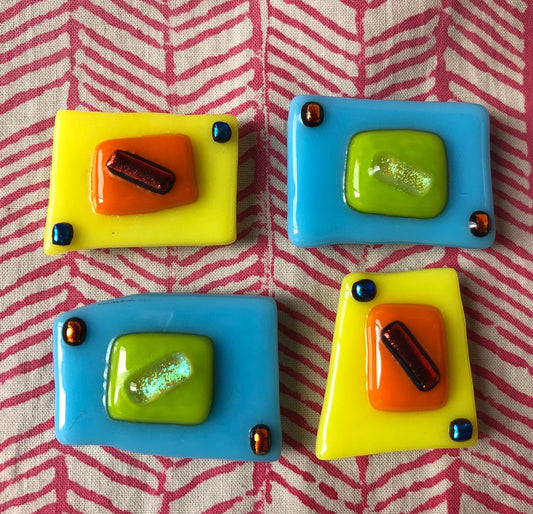Retro Fused Glass Magnet Set