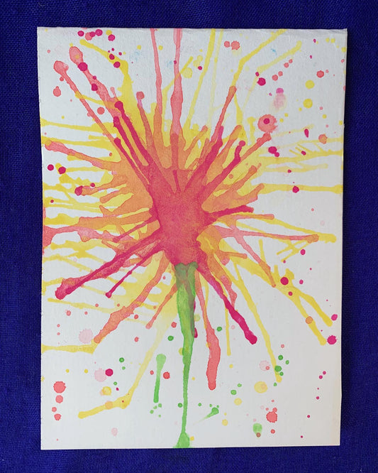 Abstract Red Watercolor Dahlia