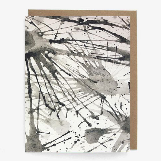 Black & White Paint-Splattered Watercolor Card
