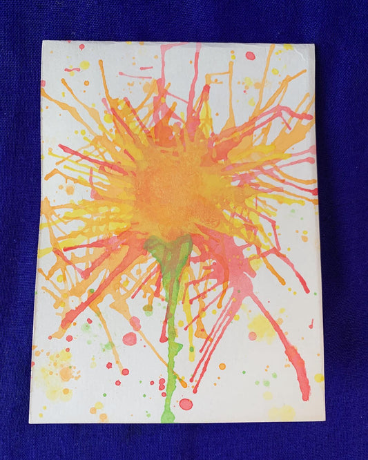 Abstract Yellow Watercolor Dahlia